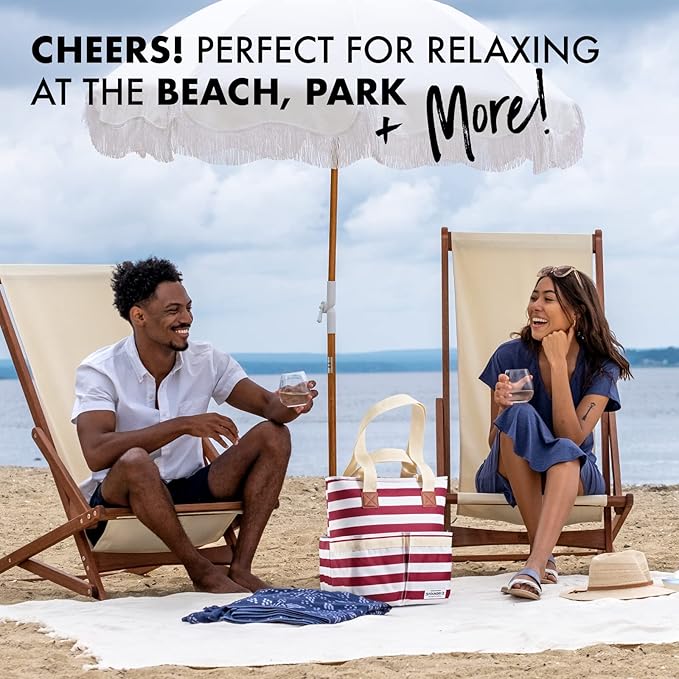 Fit & Fresh Large Merlot Stripe Insulated Cooler Bag, 1120 Cu In