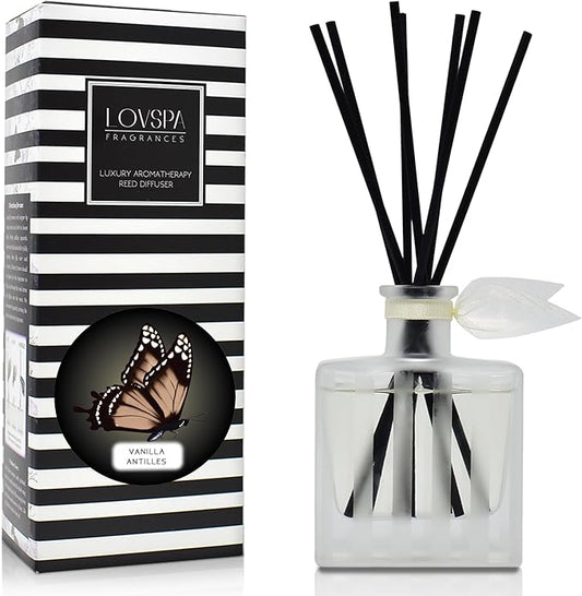 LOVSPA Vanilla Antilles Reed Diffuser Set - Vanilla Absolute & Patchouli Scent Diffuser for Home - Non-Toxic Oil Reed Diffuser - Made in The USA