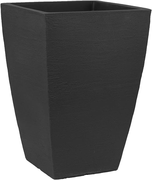 Tusco Products MSQT19BK Modern Square Garden Planter, 19-Inches Tall, Black