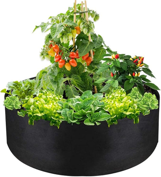 50 Gallon Large Grow Bag, Heavy Duty Fabric Round Raised Garden Bed Planter Pots for Planting Herb Flower Vegetable Potato Plants (36" D x 12" H, Black)