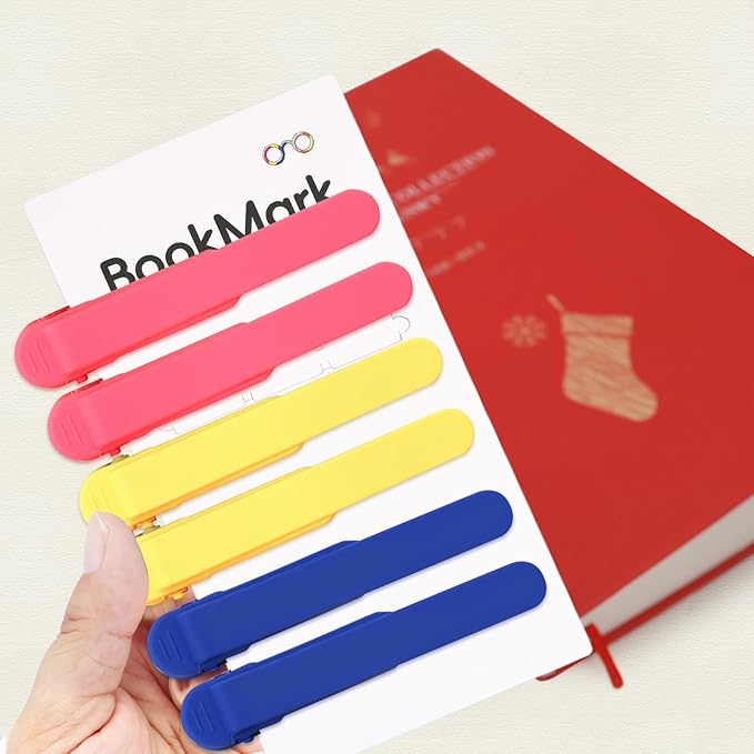 SMUK 6pcs Automatic Bookmark, Silicone Bookmark Page Marker for Reading Women Men Book Lovers, Smart Book Clip Book Marks Book Accessories Gifts