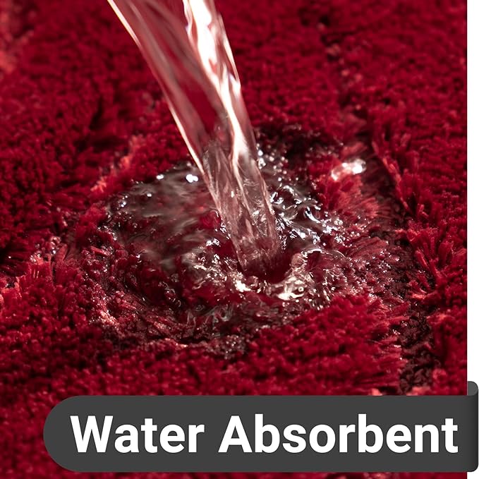 DEXDE Bathroom Rugs Runner 24 x 72 Inch, Extra Long Bathroom Rug Non-Slip Machine Washable Bath Mats, Burgundy Red Soft Carpets for Shower