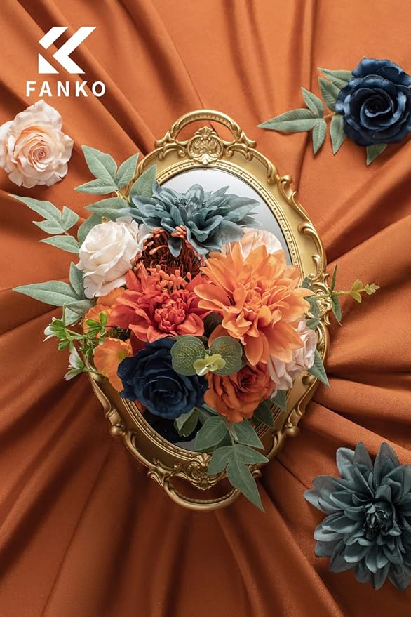 FANKO Rose Artificial Flowers Combo for DIY, Dusty Fake Rose Artificial Silk Flowers with Greenery, Real Looking Artificial Faux Flowers for Wedding, Table Decoration, Centerpieces, Party, Home Décor