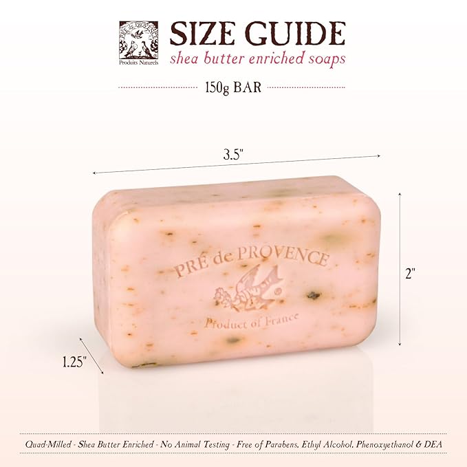 Pre de Provence Artisanal French Moisturizing Soap Bar, Shea Butter Enriched, Quad Milled for Long Lasting Rich Smooth Lather, 5.3 Ounce, Honey Almond