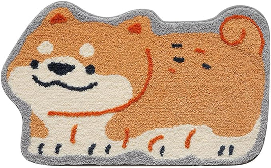 Bathroom Rug Cute Animal Pattern Fun Bath Mat, Microfibre Soft Oval Rug, Rubber Back, Multi-Color, Durable, Machine Wash Bath Mat for Bathroom Floor, 19.68"x 31.49", (Dog)