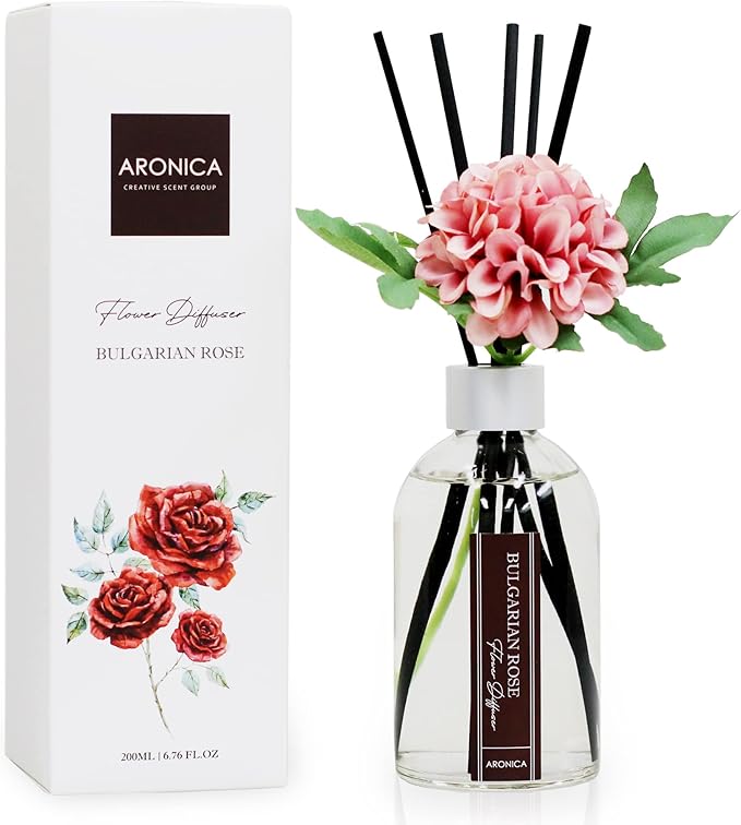 Aronica Flower Air Fresheners For Home, Sweet Rose Scent Room Non Plug In, Desk Reed Diffuser, Pink Air Freshener For Bathroom