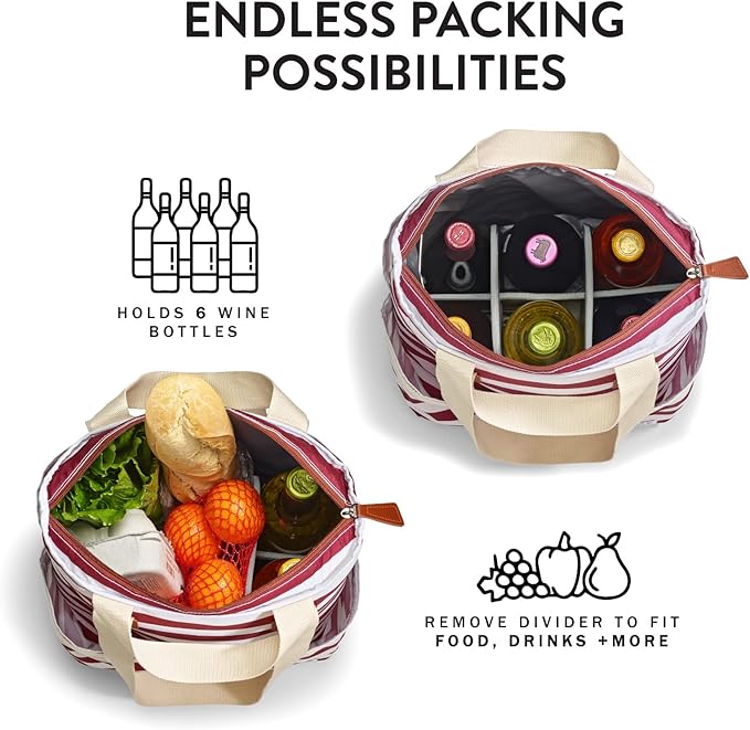 Fit & Fresh Large Merlot Stripe Insulated Cooler Bag, 1120 Cu In