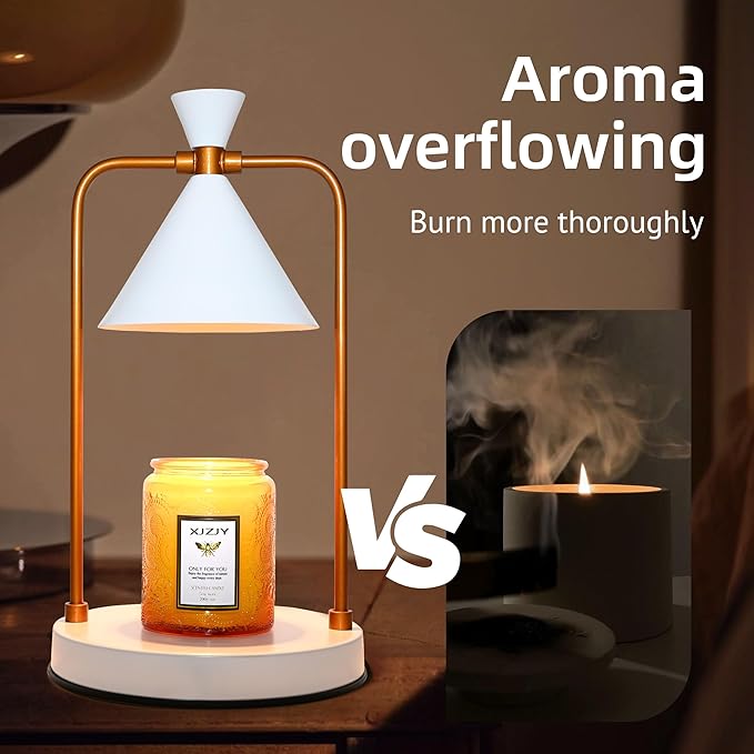 Candle Warmer Lamp with Timer Dimmer,Electric Candle Warmer, Candle Lamp with Large Base for Scented Jar Candles,Birthday Gifts for Mom Women,House Warming Gifts for New Home Bedroom Decor,White