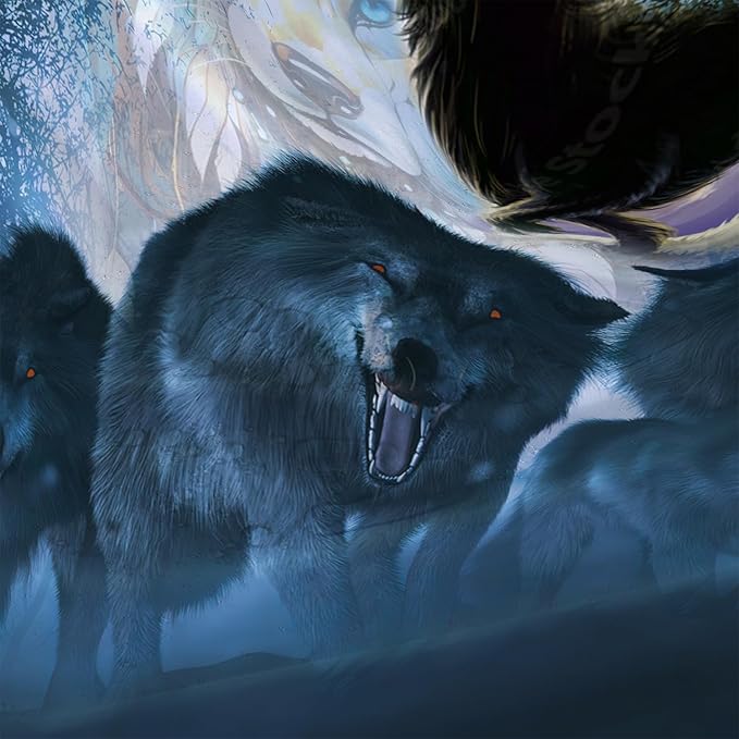 AILONEN Boys Wolf Shower Curtain for Bathroom Decor,3D Howling Wolf Ferocious Wolf Wildlife Decor Bath Curtain 60" W*72" H Polyester Fabric Waterproof Bathroom Curtain with 12 Hooks