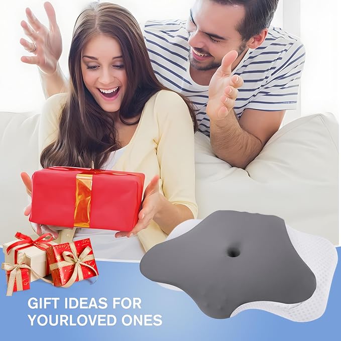 Cervical Neck Pillow for Sleeping, Height Adjustable Ergonomic Pillow Cozy Sleeping, Medium-Firm Memory Foam Pillows, Contour Bed Pillow for Side Back Stomach Sleepers, Light Grey (Queen Size)