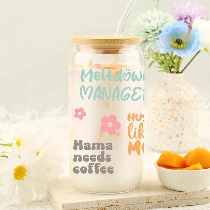 Best Mom Ever Sipper Glass, Coffee Cup for Mama, Mother's Day Gift, Present for Mom, 16oz Sipper Glass Can, Best Mama Gift, Gifts for Her, Birthday, Christmas, Thanksgiving Gifts from Daughter, Son
