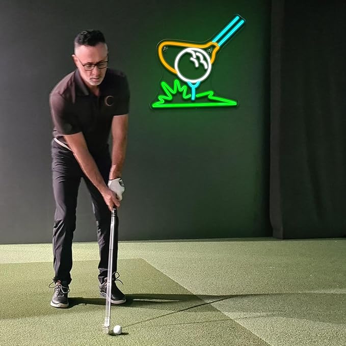 Golf Neon Sign for Wall Decor Dimmable Led Lights Signs Golfing LED Signs for Golf Clubs Green White Yellow Neon Light Room Decor for Gym Sports Room Man Cave USB Powered