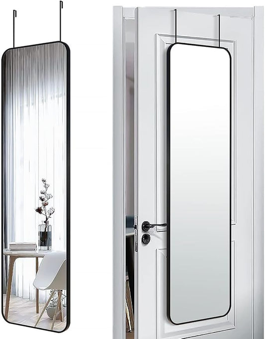 47x14 Mirror Rectangle Full Body Length Door Hanging Wall Mounted Metal Frame Dressing Make-up Mirrors for Entryway Bedroom Bathroom Living Room 47 14 inch Black