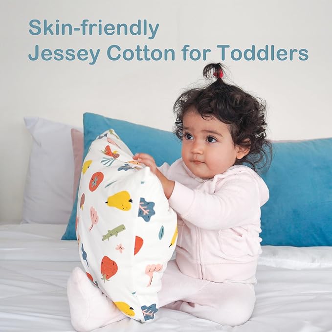 Moonrite 13Ã18 Toddler Pillow with Pillowcase,100% Cotton Toddler Pillows for Sleeping,Soft Breathable Washable Small Toddler&Kid Pillow for Bed,Mini pillow,Better Naps at Preschool