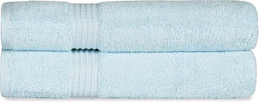 Superior Egyptian Cotton 2-Piece Bath Sheet Towel Set, Oversized Body Towels For Adults And Kids, Large Towel For Bath, Shower, Guest Bathroom, Spa, Gym, Resort, Essentials, Airbnb, Light Blue