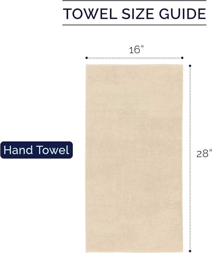 Elegant Comfort Premium Turkish Cotton 4 Pack Hand Towel Set - 16 x 28 inch, Luxurious Hotel Spa Quality 100% Turkish Cotton 4PC Hand Towel Set - Highly Absorbent - Soft Bathroom Towels, Ivory
