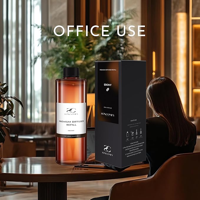 Diffuser Oil Luxury Essential Oils for Diffuser Refill & Air Freshener,Long-Lasting Natural Home Fragrance and Hotel Scent for Diffusers - 8.45 Fl.oz(250ml), Ebony