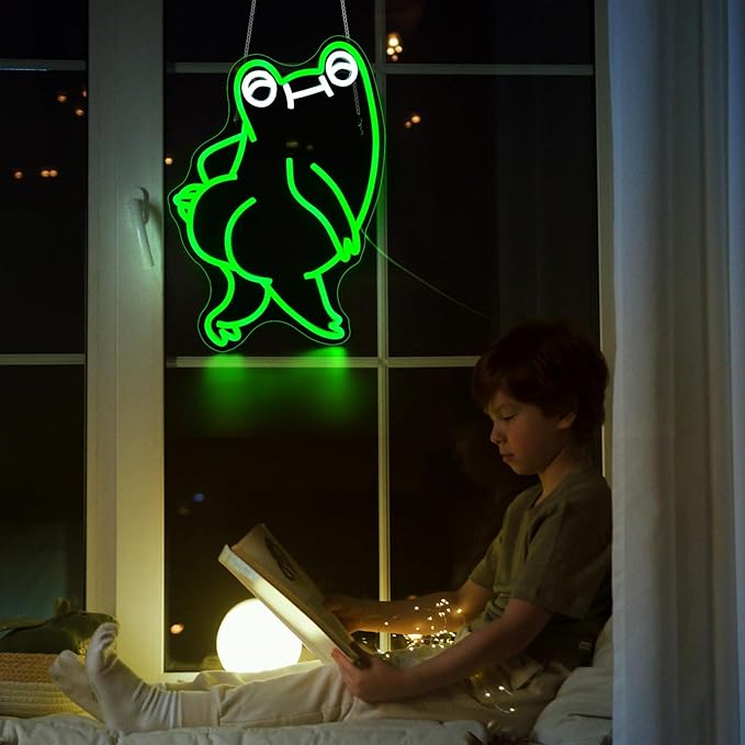 Funny Frog Neon Sign for Wall Decor Led Neon Signs Light Bar Decor Up Sign Room Decor Neon Lights Sign Frog Decor USB Powered for Man Cave Decor Frog Lamp