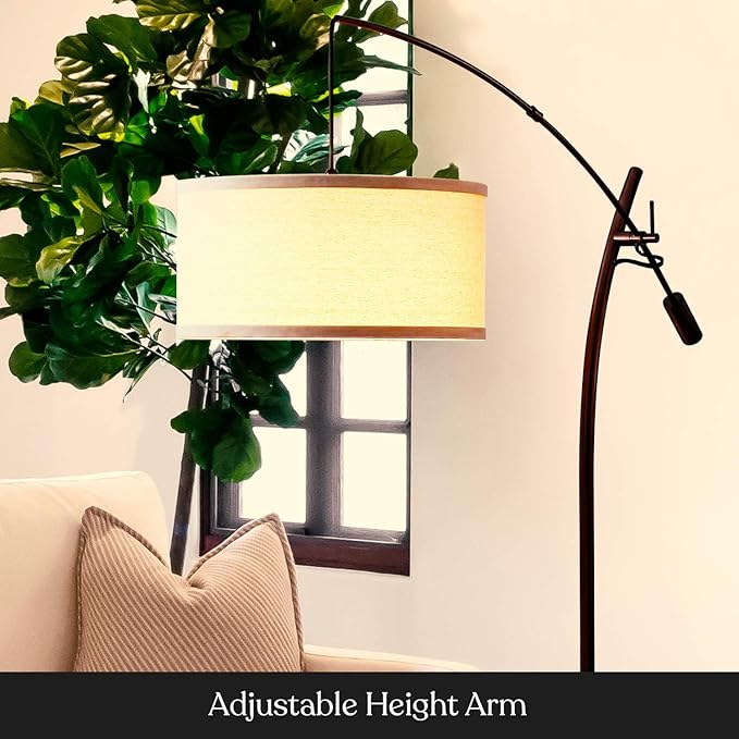 Brightech Grayson Arc LED Floor Lamp - Modern Office & Living Room Standing Lamp with Adjustable Arm - Industrial Style for Bedroom Reading - Bronze