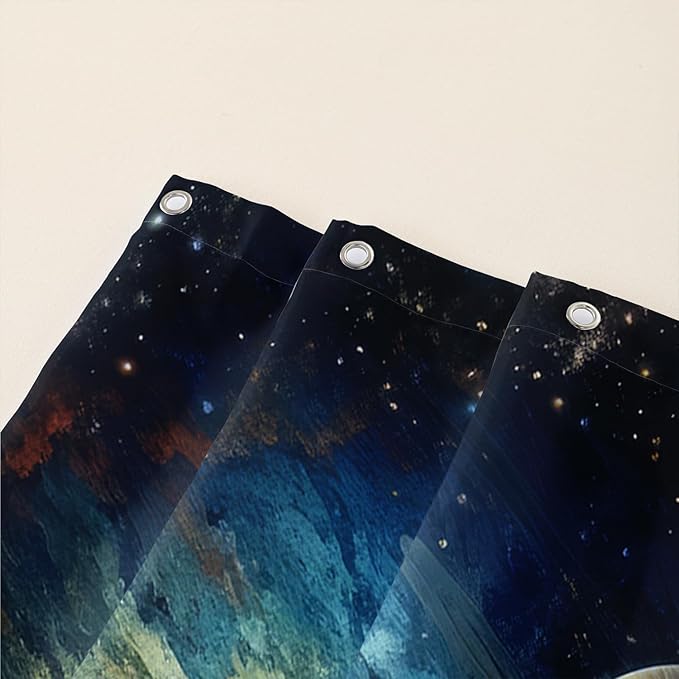 AILONEN Leopard Shower Curtain for Bathroom, Black Panther Bathroom Curtain,Galaxy Starry Planet Space Bath Curtain 48" W*72" H Polyester Waterproof Wildlife Bathroom Curtain with 12 Hooks