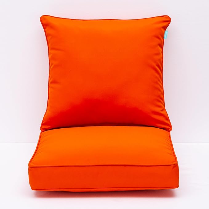 QILLOWAY Outdoor Chair Cushion Set,Outdoor Cushions for Patio Furniture,Set of 2,Orange