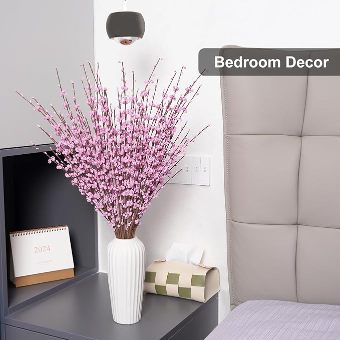10 Pcs 29.5" Long Jasmine Artificial Flowers Fake Flowers Dry Branches for Mother's Day Home Office DIY Floral Art Plant Wedding Table Centerpieces Restaurant Vase Decoration (Macaron Pink)
