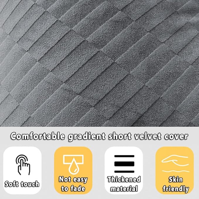 Gradient Velvet Triangular Wedge Pillow, Removable Cover Headboard Pillow for Daybed, Backrest Positioning Support Pillow Cushion Resting Reading Relaxing (Grey, King(76 * 20 * 8in))