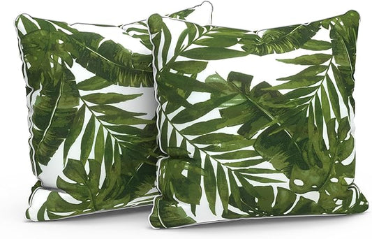 LVTXIII Outdoor Pillow Covers Set of 2, Patio Waterproof Throw Pillow Cases Fade Resistant Accent Pillow Covers for Spring Summer Garden Decoration, 16x16, Palms Green