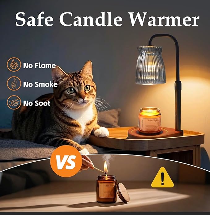 Shering Candle Warmer Lamp with Timer Dimmable, Adjustable Height Candle Warmer Light with Gift Box, Birthday Gifts for Women Friend, House Warming Gift Home Decor, Wax Warmer Lamp with 2 Bulbs