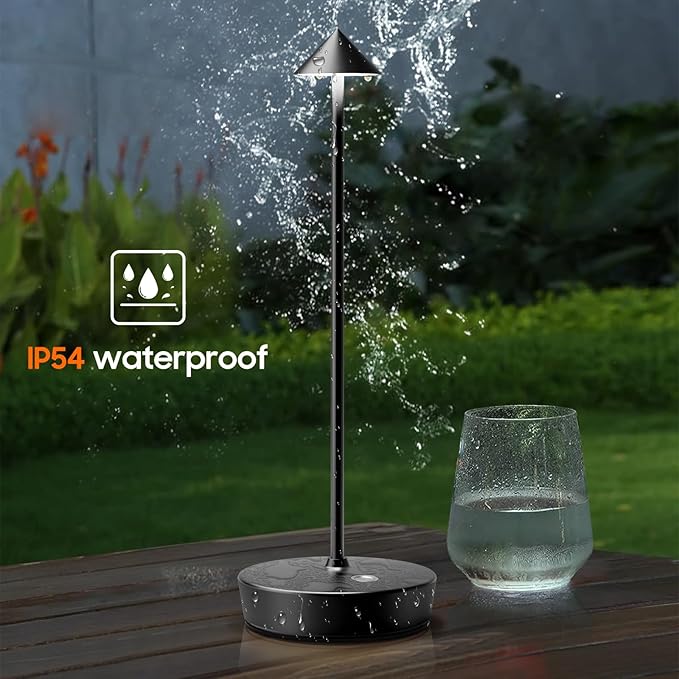 Set of 2 Rechargeable Cordless Table Lamp,6000mAh LED Battery Operated Desk Lamp Touch 3 Color Dimming Portable Outdoor Waterproof Table Light for Patio/Restaurant/Dining/Home (Black)