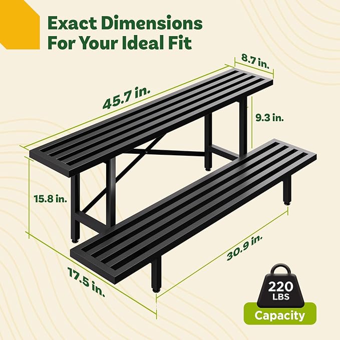 Idzo Steel Ladder Plant Stand Indoor, Heavy-Duty Steel Plant Holder, 220 lbs per Layer Capacity, Rustproof and Weather-Resistant, Indoor/Outdoor Metal Plant Stand, Space-Saving Display, Easy Assembly, 2-Tier