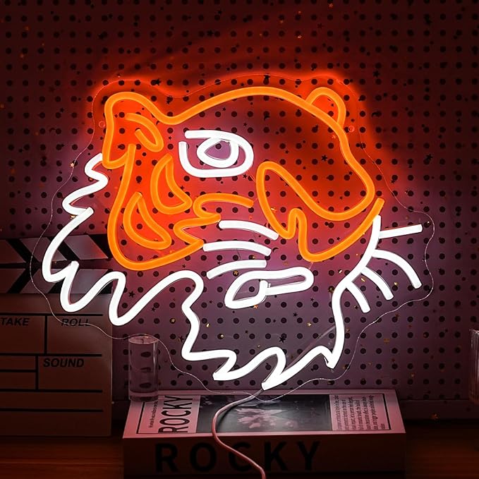 Tiger Neon Sign Dimmable LED Animal Signs for Wall Decor, USB Powered Cool Tiger Led Signs for Beer Bar Club Animal Birthday Party Office Hotel Cafe Man Cave Bedroom Art Wall Decor
