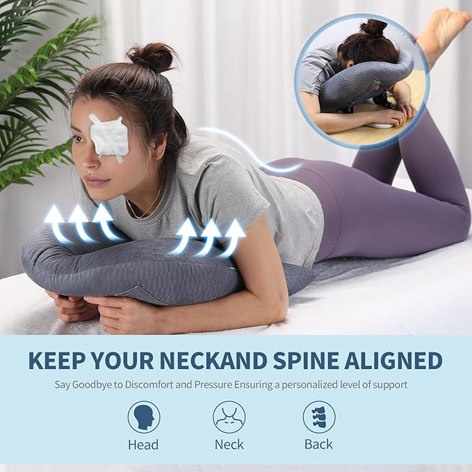 Face Down Pillow for Sleeping, Prone Pillow for Vitrectomy or Retinal Surgery, Adjustable Height Prone Prone Pillow Face Down Sleep, Retina Lying Pillow Eye Surgery Recovery (Velvet-Purple)