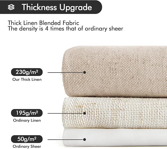MIULEE Non-See-Through Privacy Linen Curtains 2 Panels, Light Filtering Window Curtains Farnhouse Textured Back Tab Semi Sheer Drapes for Bedroom Living Room, 52 x 108 Inches Long, Beige