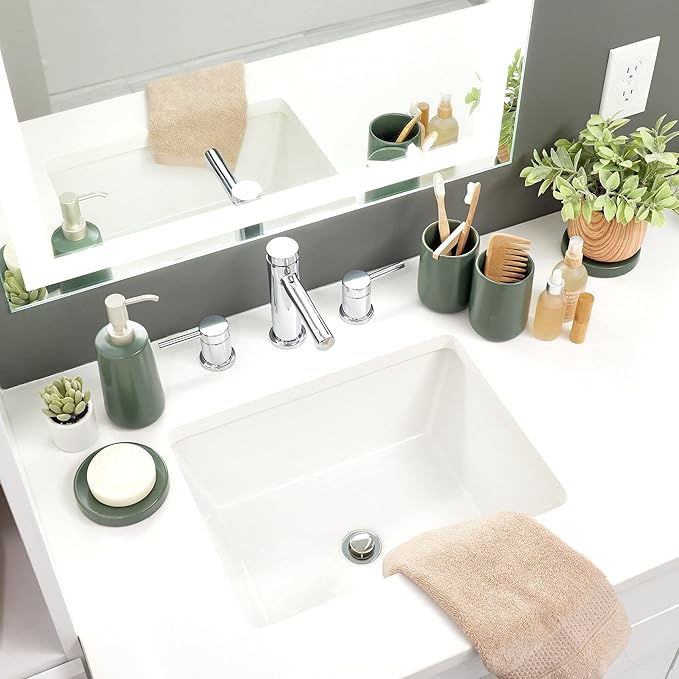 iDesign Ceramic Earth Collection Ceramic Bar Soap Dish, Moss