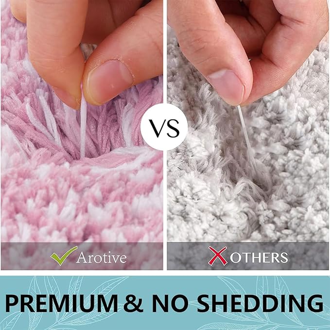 Arotive Microfiber Bathroom Rugs, Shaggy Soft and Absorbent Bath Rug, Non-Slip, Thick Plush Machine Washable Dry Bath Mats for Bathroom, Tub and Shower, 54x24, Mauve