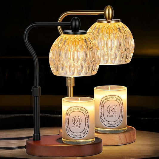 [Set of 2] Candle Warmer Lamp，Candle Warmer with Timer & Dimmer Candle Warmer Height Adjustable for All Size Scented Candles, [GOLD+BLACK]Candle Warmer with 2 * 50W Bulbs for Mothers Day Gifts