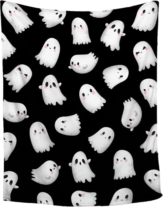 Cute Ghost Blanket for Boys Girls - Halloween Decor for Couch/Bed/Living Room - Ultra Soft Blanket Home Decor for All Seasons - 90"x120"-Familys/King Size