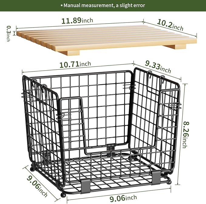 Wire Storage Basket for Kitchen Pantry: GGIU Stackable Kitchen Counter Organizers - Wire Organizing Bin for Produce Vegetable Potato and Onion Black