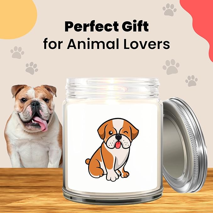 1OAK Lavender Scented Candles - Dog Mom Gifts for Women (Bulldog)