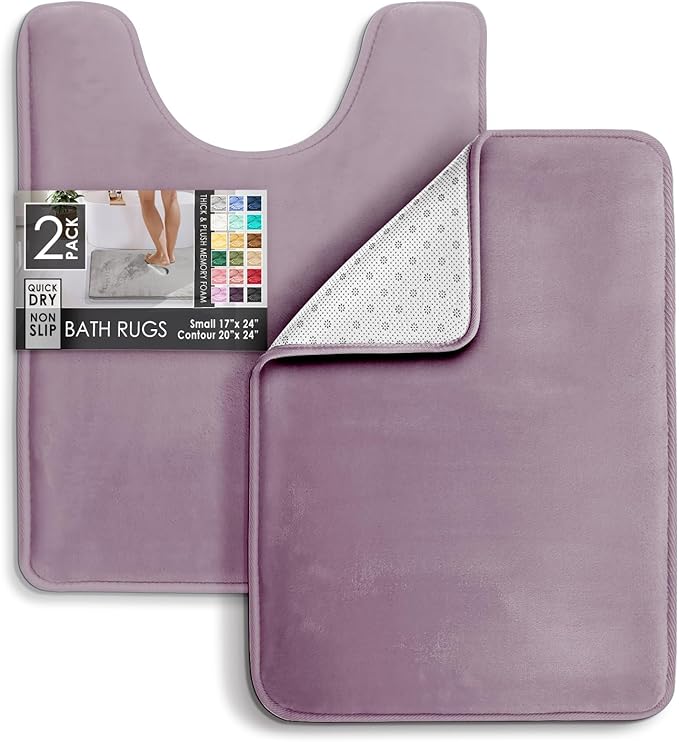 Clara Clark Bathroom Rugs, Velvet Memory Foam Bath Mat, Non-Slip Bath Rugs, Machine Wash, Dries Quickly, Ultra Soft Plush Bath Mats for Bathroom,