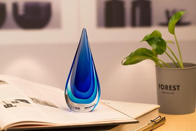 Hand-Blown Glass Decor - Murano-Style Glass Statue and Figurine, Blue