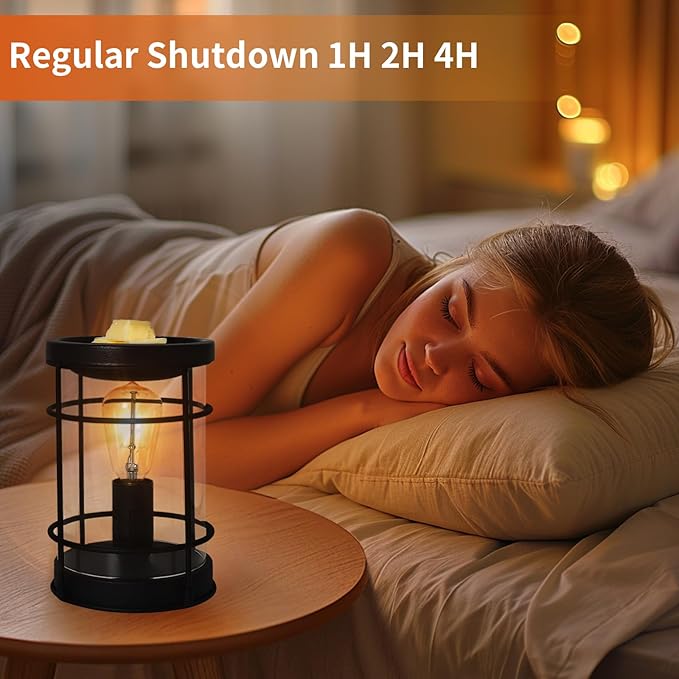 LIFFY Electric Fragrance Warmer - Wax Warmer for Scented Wax - Adjustable Brightness, Regular Shutdown and 2 Edison Bulbs Replacement, Cute Melter for Home Decor Office, Birthday Gifts for Women