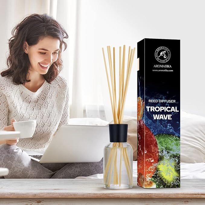 Reed Diffuser Tropical Wave 3.4 Fl Oz (100ml) - Room Diffuser with Exotic and Fresh Scent - Fragrance Diffuser with Rattan Sticks - Room Freshener - Scented Diffusers - Home Fragrance