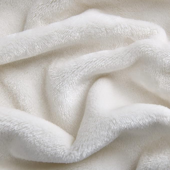 SOCHOW Flannel Fleece Blanket Throw Size, All Season Super Soft Cozy Blanket for Bed or Couch, Cream White, 50x60 inches