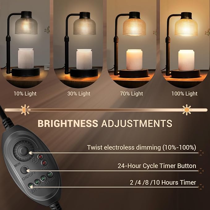 KLL Candle Warmer Lamp with Timer: Birthday Gifts for Women Mom - Home Decor House Warming Gifts New Home - Wax Melt Warmer with 2 Bulbs for Jar Candles