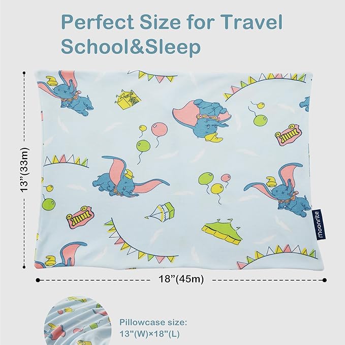 Moonrite 13Ã18 Toddler Pillow with Pillowcase,100% Cotton Toddler Pillows for Sleeping,Soft Breathable Washable Small Toddler&Kid Pillow for Bed,Mini pillow,Better Naps at Preschool