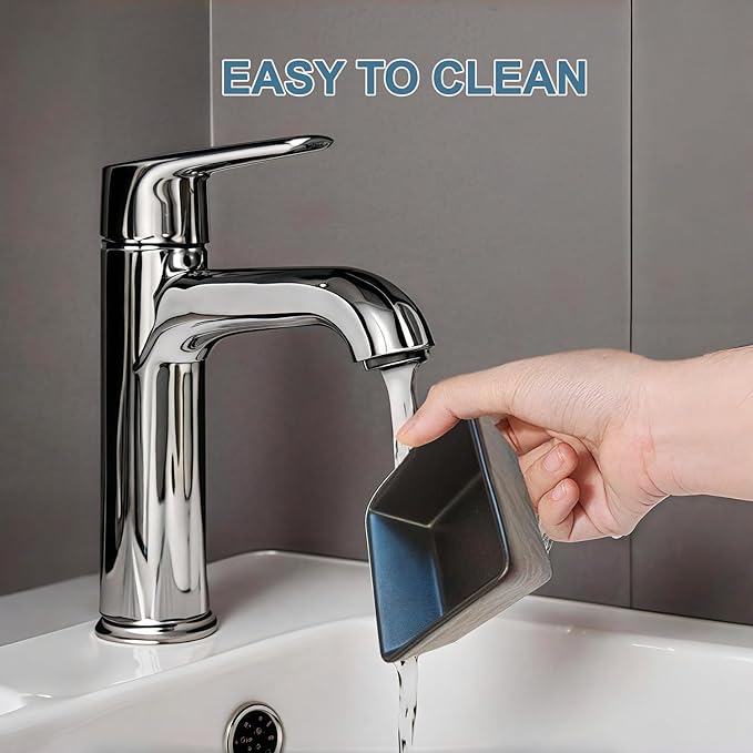 Ceramic Soap Dish, Vonpri Soap Holder Tray, Non-Slip Square Soapbox Container for Handmade Bar Bathroom Sink, Countertop, Shower Stone Texture (Black)