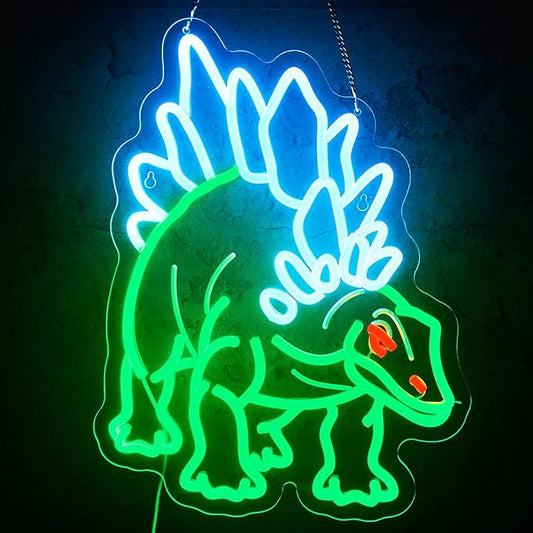 Dinosaur Neon Sign Stegosaur Neon Sign for Wall Decor Dino USB Dimmable Neon Light Sign for Boys Girls Room Gameroom Holiday Birthday Christmas Gift
