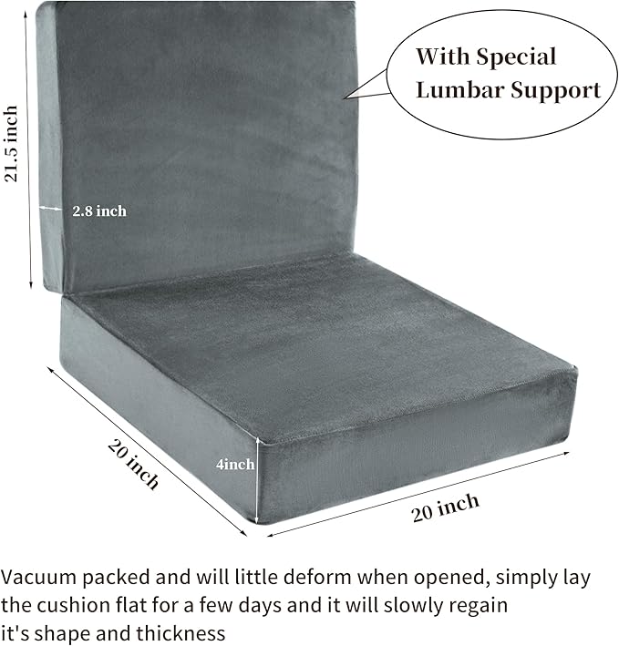 HOMBYS Memory Foam Lumbar Support Pillow for Recliner with Recliner Chair Seat Cushion-Thick Seat Cushion for Elderly with Long Back Support, Extra Large & Non-Slip